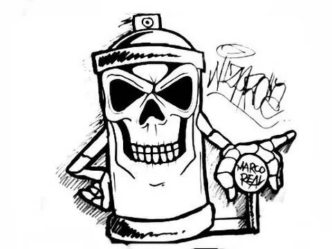 Drawing a skull spraycan characters by CHOLOWIZ - YouTube