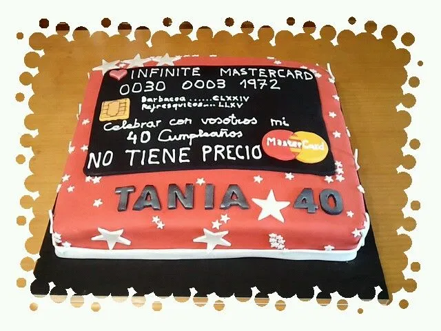 Dulce perdición: Pastel tarjeta de crédito, para un 40 cumpleaños