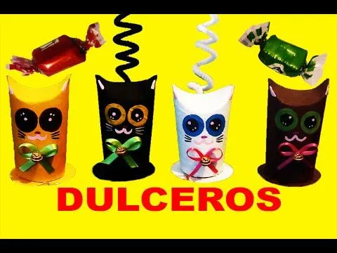 DULCEROS DE GATITOS CON ROLLOS DE PAPEL - YouTube DULCEROS DE GATITOS CON ROLLOS DE PAPEL - YouTube