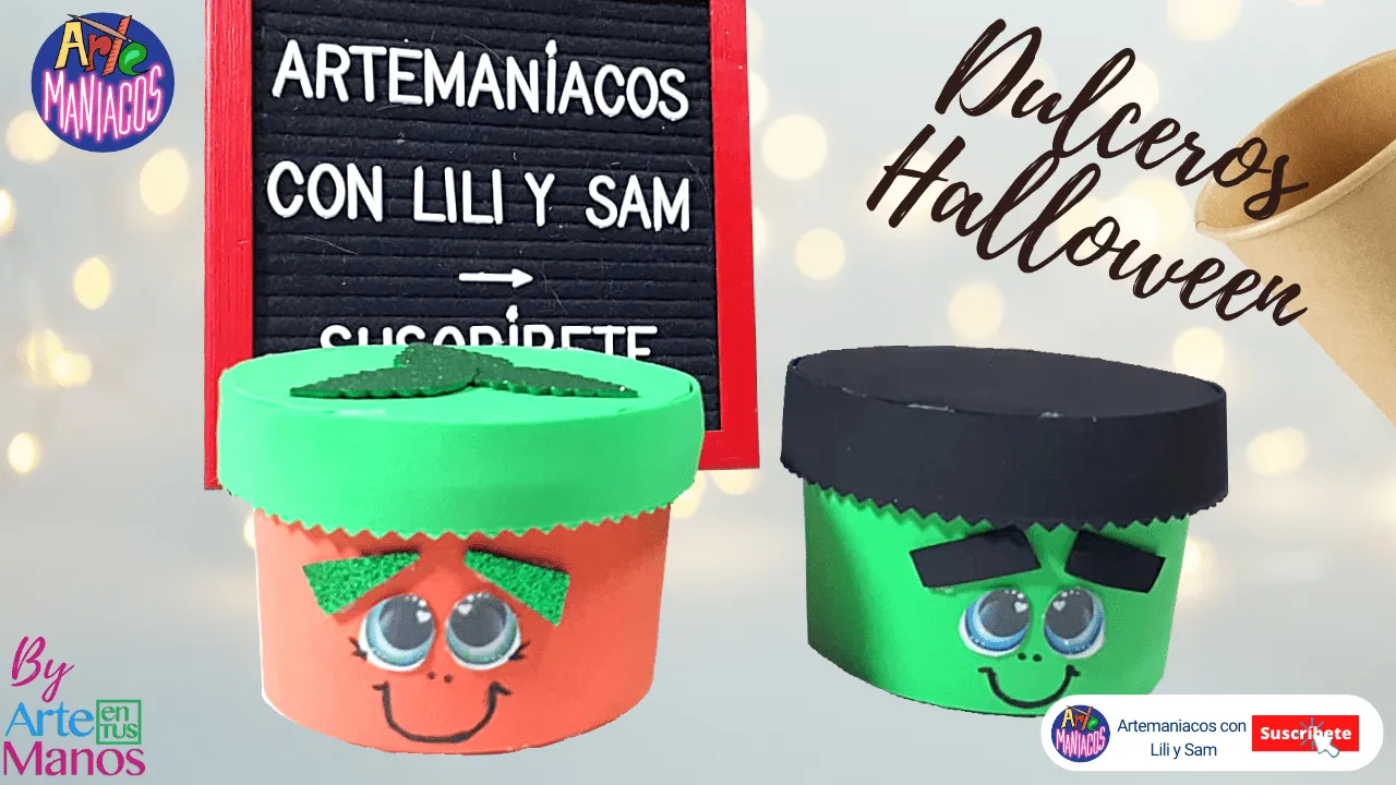 Dulceros Para Halloween, Frankenstein y Calabazas con Reciclaje - Arte en Tus Manos con Lili y Sam Dulceros Para Halloween, Frankenstein y Calabazas con Reciclaje - Arte en Tus Manos con Lili y Sam