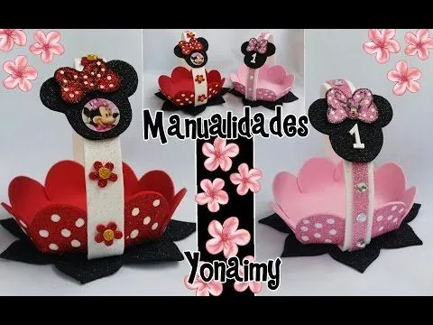 DULCEROS DE MINNIE MOUSE EN FORMA DE CANASTITA . - YouTube