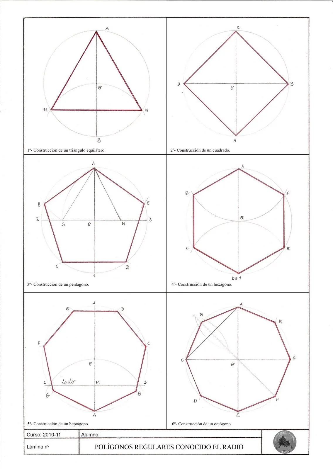 E. PLÁSTICA Y VISUAL 3ºESO: Lámina 5: POLÍGONOS REGULARES ...