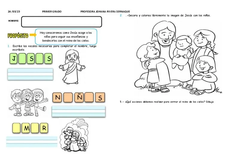 E1 Ficha D2 Religion Jesus Bendice A Los Niños Imprimir Johana | PDF E1 Ficha D2 Religion Jesus Bendice A Los Niños Imprimir Johana | PDF