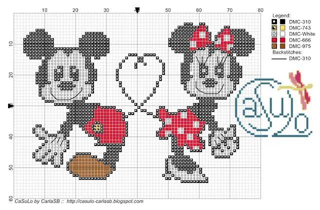 Mickey &amp; Minnie Mouse | Punto de cruz | Pinterest