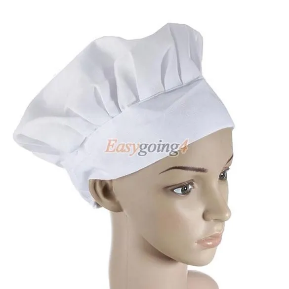 Ea14 elástica blanca adulta del sombrero del cocinero del panadero ... Ea14 elástica blanca adulta del sombrero del cocinero del panadero ...