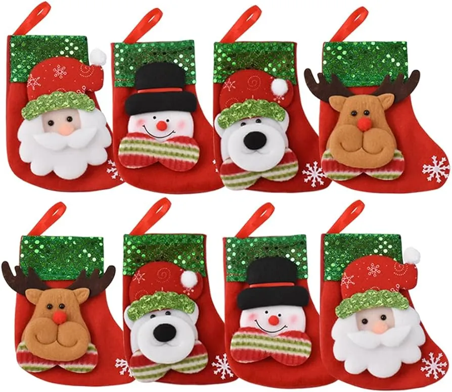 EASTVIO - Mini medias colgantes para árbol de Navidad, bolsa de regalo de  caramelo, Papá Noel, muñeco