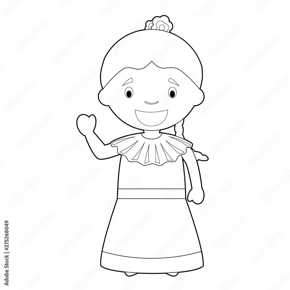 Easy coloring cartoon character from Venezuela dressed in the traditional way Vector Illustration. vector de Stock | Adobe Stock Easy coloring cartoon character from Venezuela dressed in the traditional way Vector Illustration. vector de Stock | Adobe Stock