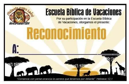 CERTIFICADOS PARA ESCUELA BIBLICA DE VACACIONES - Imagui