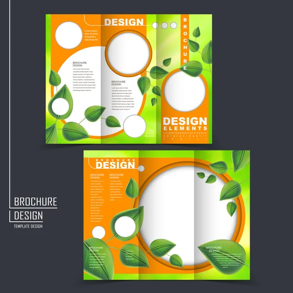 Ecología concepto plantilla tríptico con elemento de hoja — Vector ... Ecología concepto plantilla tríptico con elemento de hoja — Vector ...