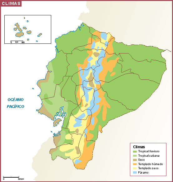 Ecuador mapa clima | Vector World Maps