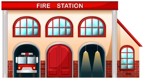 Un edificio de la estación de bomberos — Vector stock ... Un edificio de la estación de bomberos — Vector stock ...