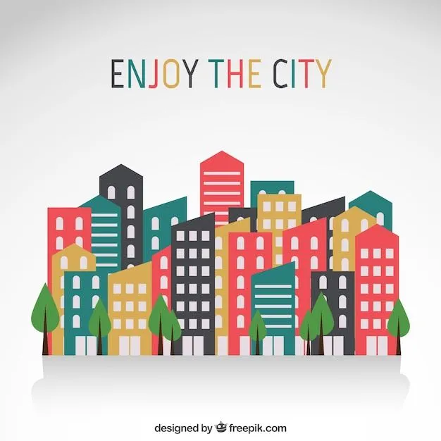 Edificios de la ciudad en diseño plano | Descargar Vectores gratis Edificios de la ciudad en diseño plano | Descargar Vectores gratis