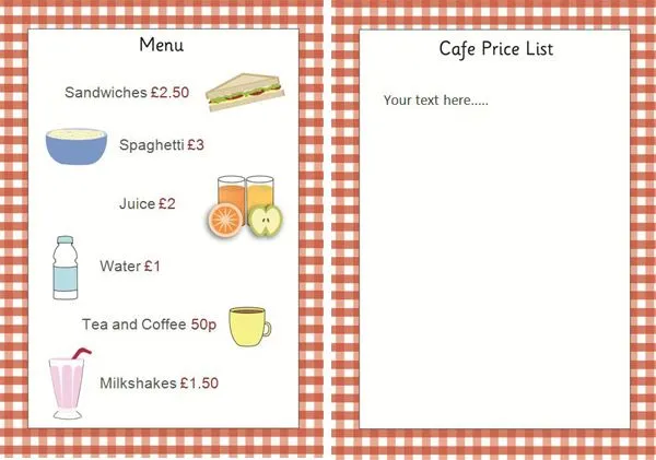 Editable Cafe Price List / Menu (Early years role play) | Free ... Editable Cafe Price List / Menu (Early years role play) | Free ...