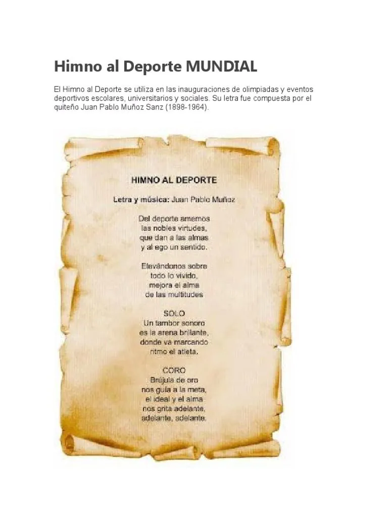 Educ Fisica Himno Al Deporte Mundial | PDF