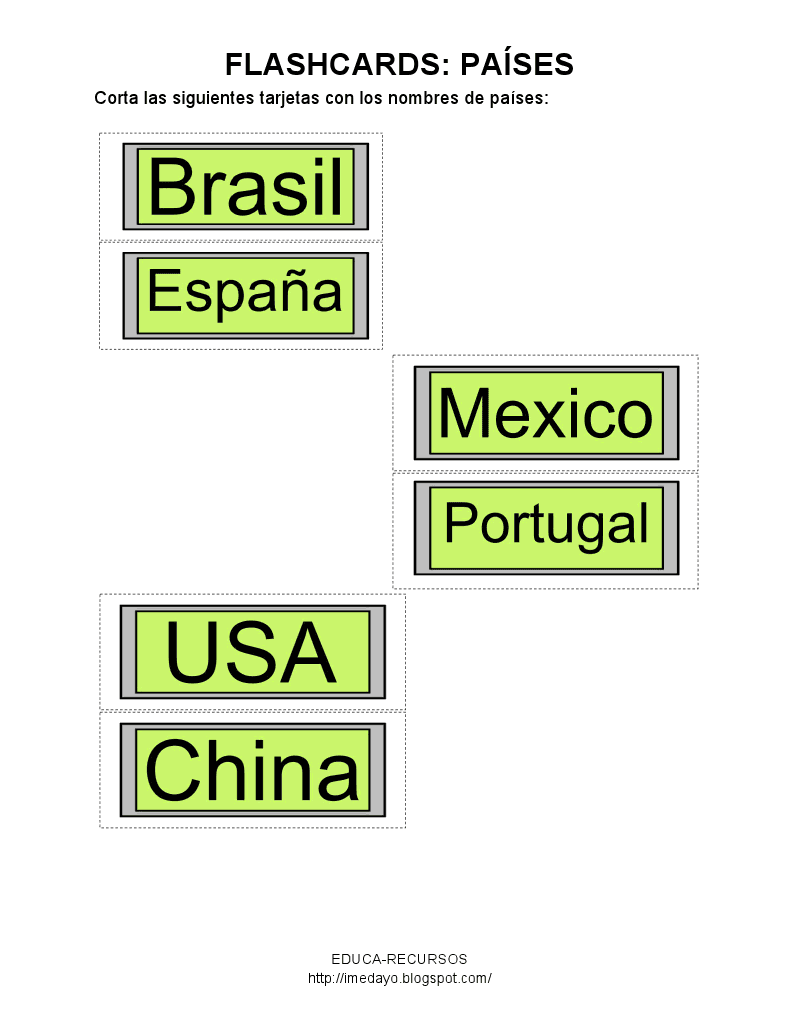 EDUCA-RECURSOS: Flashcards: Países