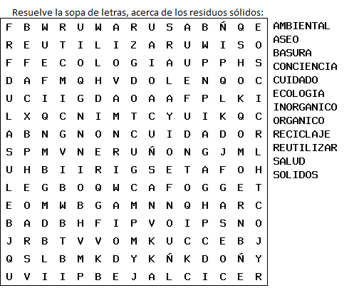 Educación Ambiental: SOPA DE LETRAS, SOBRE EL MEDIO AMBIENTE Educación Ambiental: SOPA DE LETRAS, SOBRE EL MEDIO AMBIENTE