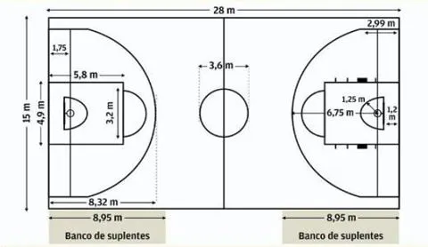 Educación Física y Deportes: Medidas de una cancha de baloncesto