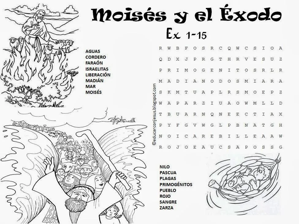Educar con Jesús: Moisés y el Éxodo (sopa de letras)