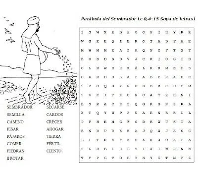 Educar con Jesús: Parábola del Sembrador Lc 8,4-15 sopa de letras Educar con Jesús: Parábola del Sembrador Lc 8,4-15 sopa de letras