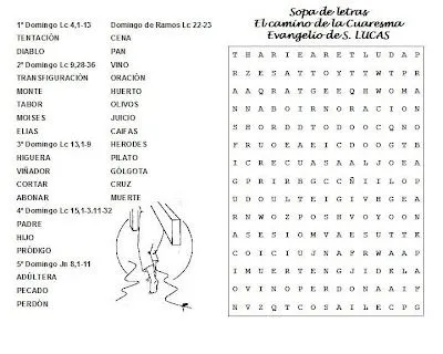 Educar con Jesús: Sopa de letras. El camino de la Cuaresma Educar con Jesús: Sopa de letras. El camino de la Cuaresma