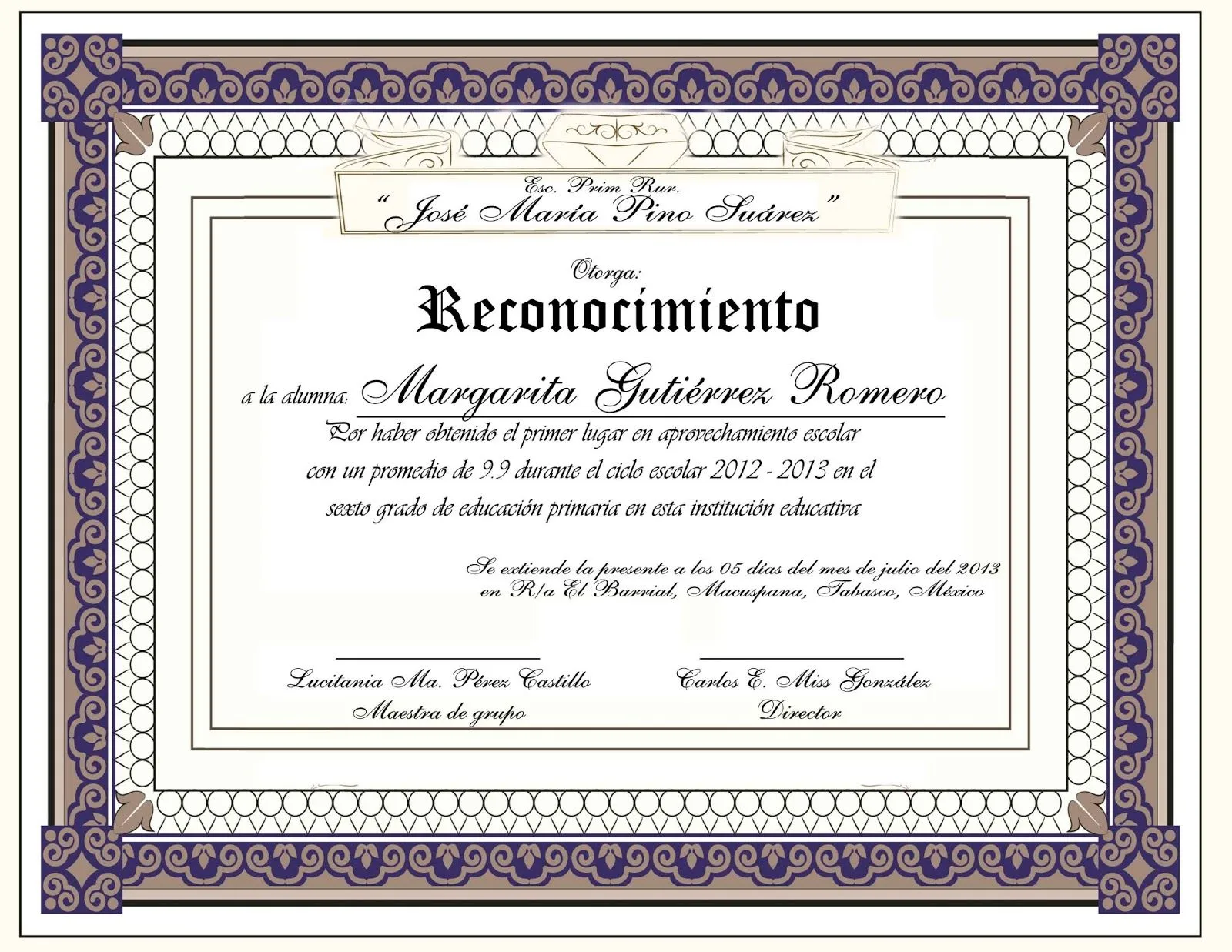EduCarlosAntonio: Reconocimiento de aprovechamiento escolar EduCarlosAntonio: Reconocimiento de aprovechamiento escolar