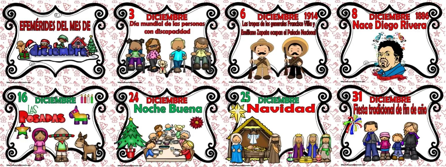 Efemérides del mes de diciembre fabulosos diseños | Educación Primaria