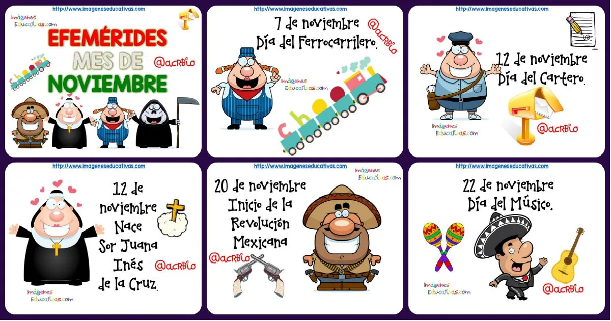 Efemérides mes de noviembre fondo blanco – Imagenes Educativas Efemérides mes de noviembre fondo blanco – Imagenes Educativas