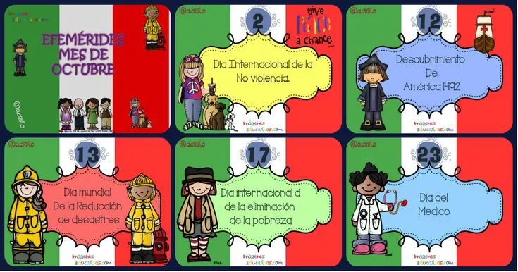 Efemérides Mes de octubre. Tarjetas para imprimir + Como ... Efemérides Mes de octubre. Tarjetas para imprimir + Como ...