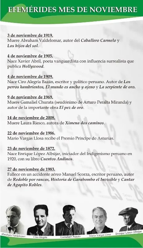 Efemerides del mes de noviembre | Casa de la Literatura Peruana Efemerides del mes de noviembre | Casa de la Literatura Peruana