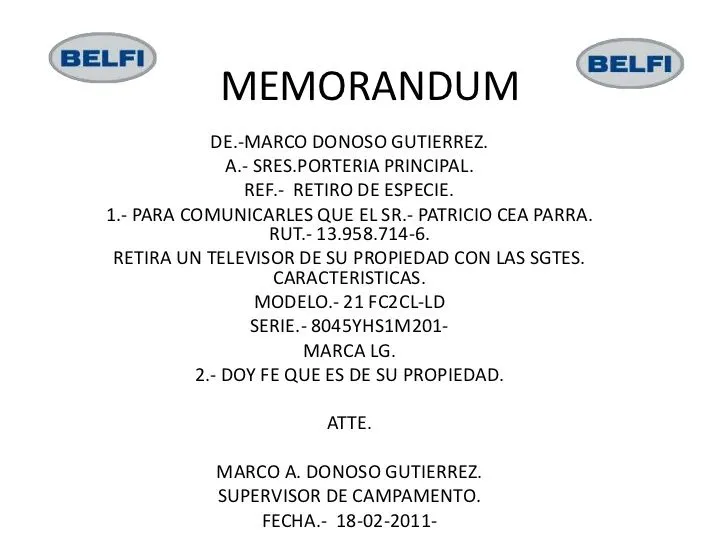 Ejemplos de memorandum | iEjemplos.com