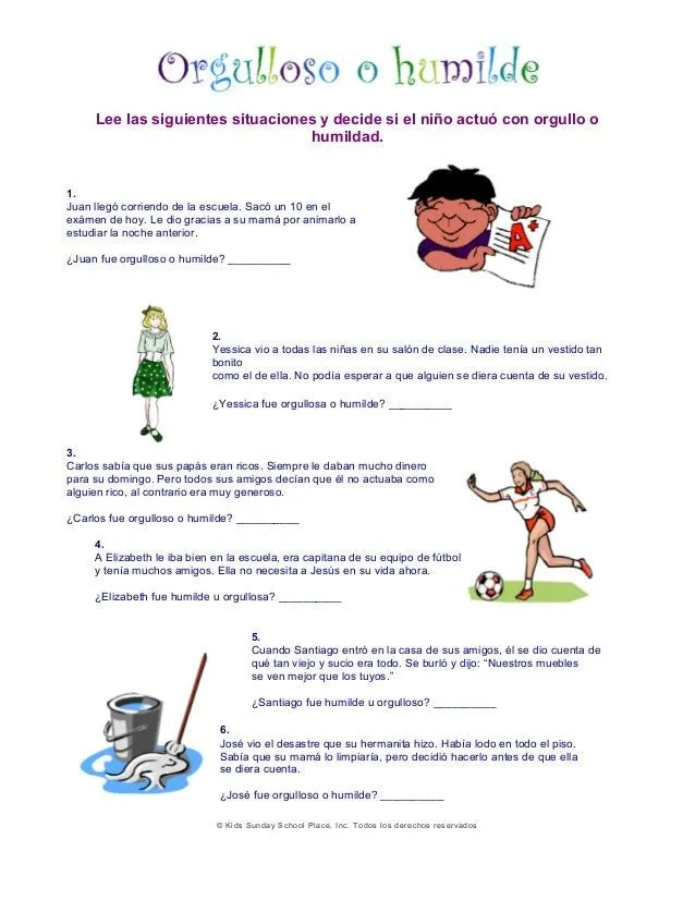 EJEMPLOS TEMA: LA HUMILDAD PARA NIÑOS
