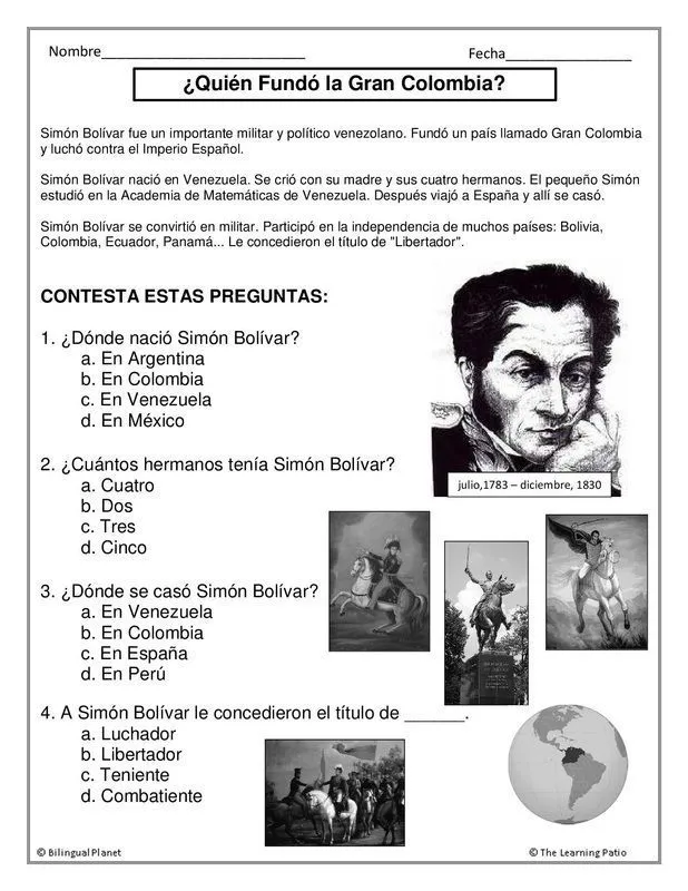ejercicio biografía Simón Bolívar | Spanish teaching resources, Learning spanish, Teaching spanish ejercicio biografía Simón Bolívar | Spanish teaching resources, Learning spanish, Teaching spanish