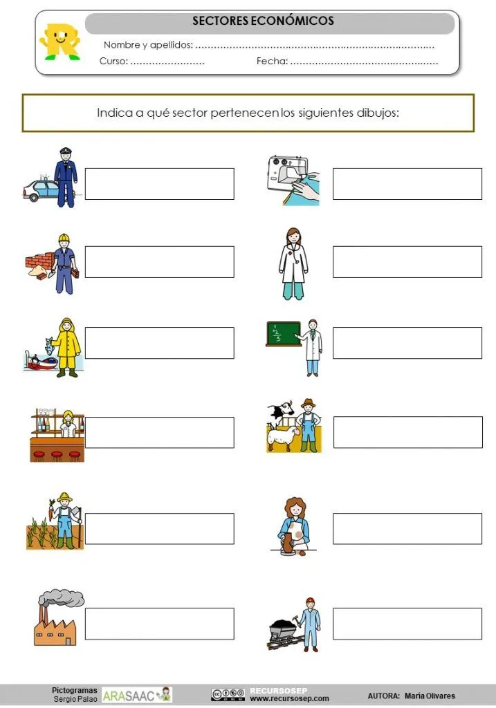 Ejercicio para clasificar en sectores económicos Ejercicio para clasificar en sectores económicos