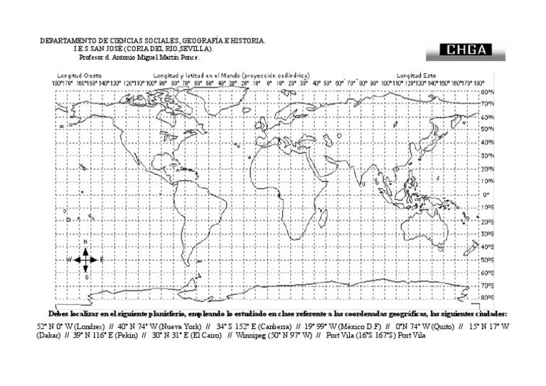 Ejercicio de Coordenadas Geográficas I | PDF Ejercicio de Coordenadas Geográficas I | PDF