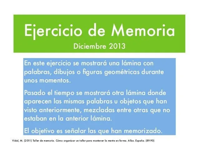 Ejercicio de memoria para el adulto mayor