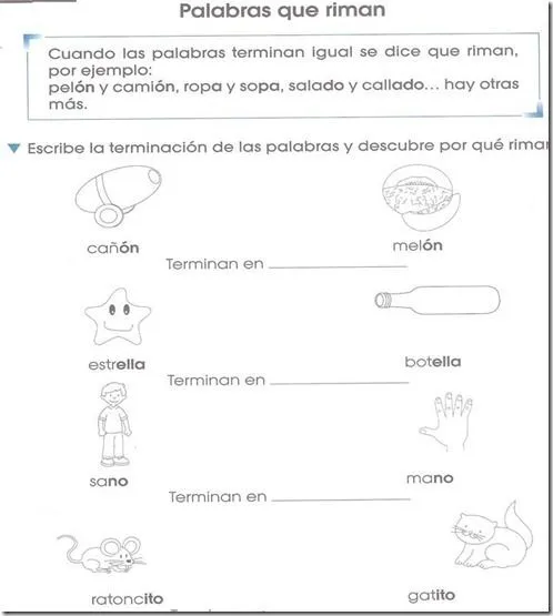 Ejercicio Rima Primer Grado Primaria | Classroom Ideas | Pinterest ...