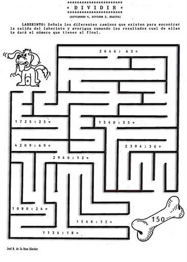 EJERCICIOS DE DIVISIONES PARA NIÑOS DE PRIMARIA : FICHAS PARA NIÑOS