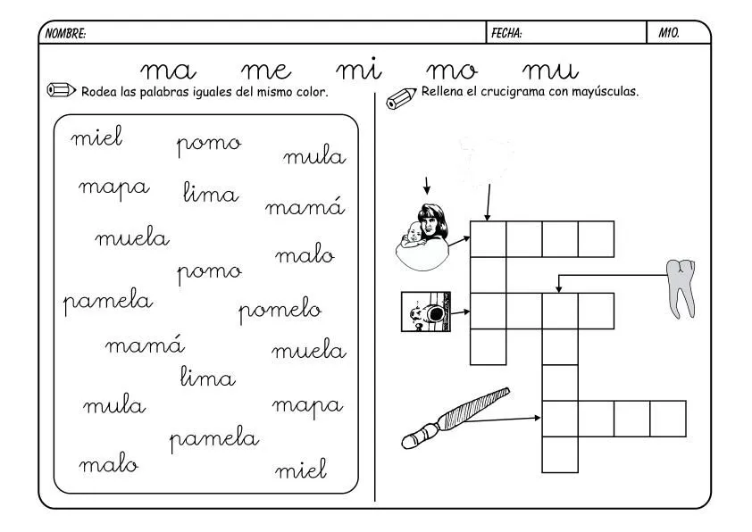 Ejercicios con la letra m - Imagui