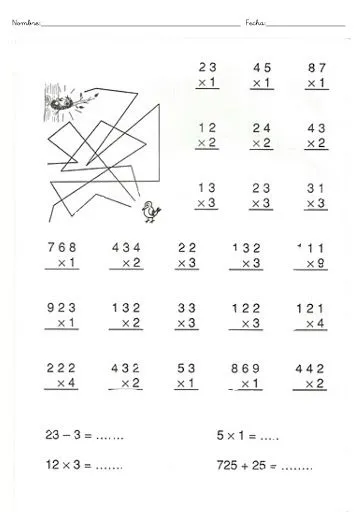 EJERCICIOS MULTIPLICACION POR UNA CIFRA
