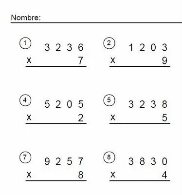 Ejercicios de multiplicacion para niños de primaria - Imagui