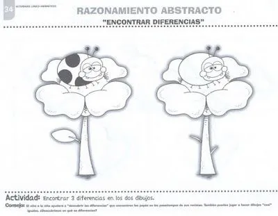  ... EJERCICIOS PARA NIÑOS. RAZONAMIENTO ABSTRACTO. ENCONTRAR DIFERENCIAS