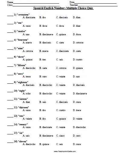 Ejercicios de numeros en inglés para niños para imprimir - Imagui