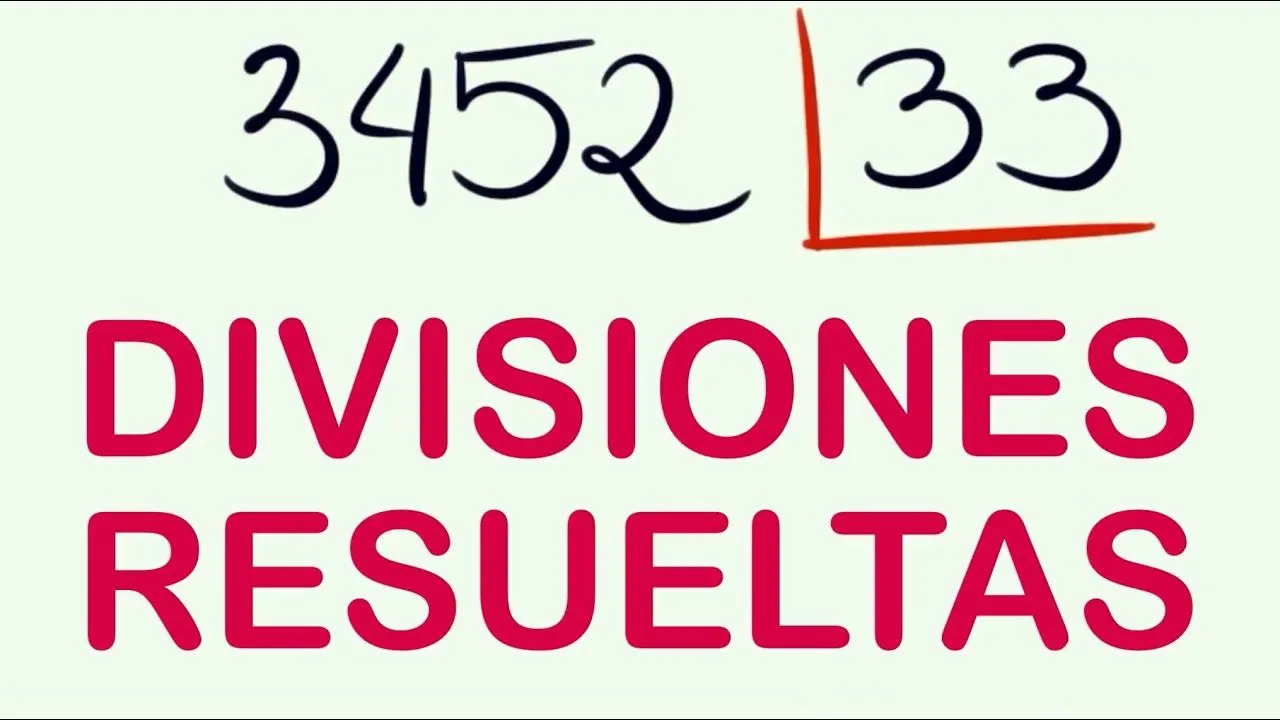 Ejercicios resueltos de DIVISIONES por 2 CIFRAS : 3452 dividido por 33 con resta - YouTube Ejercicios resueltos de DIVISIONES por 2 CIFRAS : 3452 dividido por 33 con resta - YouTube