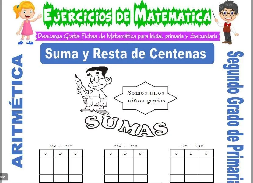 Ejercicios de Suma y Resta de Centenas para Segundo de Primaria Ejercicios de Suma y Resta de Centenas para Segundo de Primaria