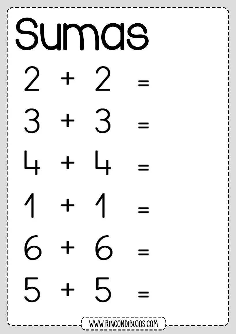 Ejercicios de Sumas Para Niños | Fichas de Sumas y Cálculo Mental