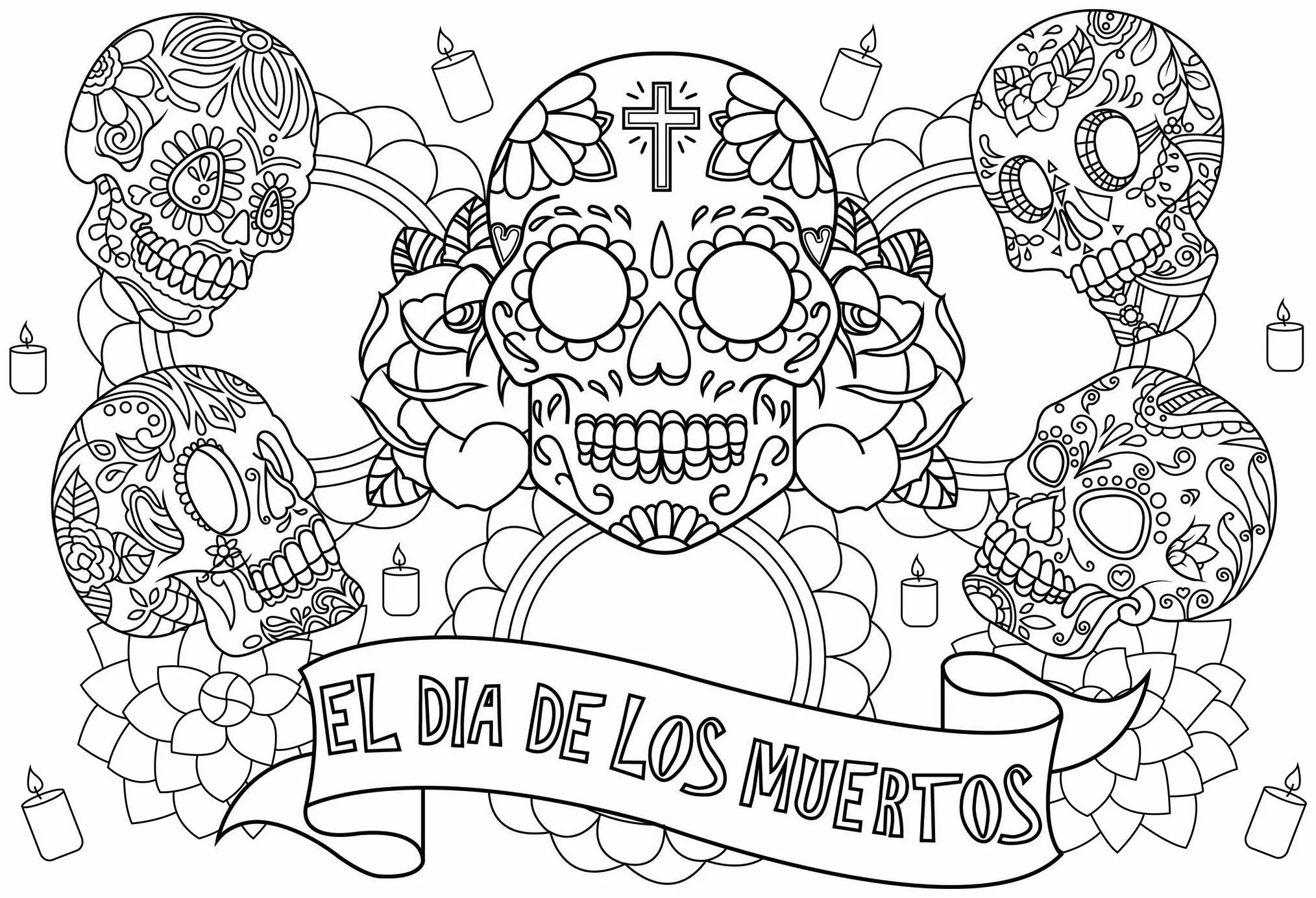 El-dia-de-los-muertos-37717 - Fishes coloring pages for adults - Colorear para Adultos El-dia-de-los-muertos-37717 - Fishes coloring pages for adults - Colorear para Adultos