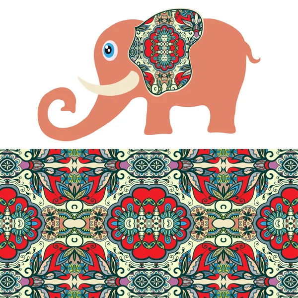Elefante de dibujos animados con patrones sin fisuras geométricos ... Elefante de dibujos animados con patrones sin fisuras geométricos ...