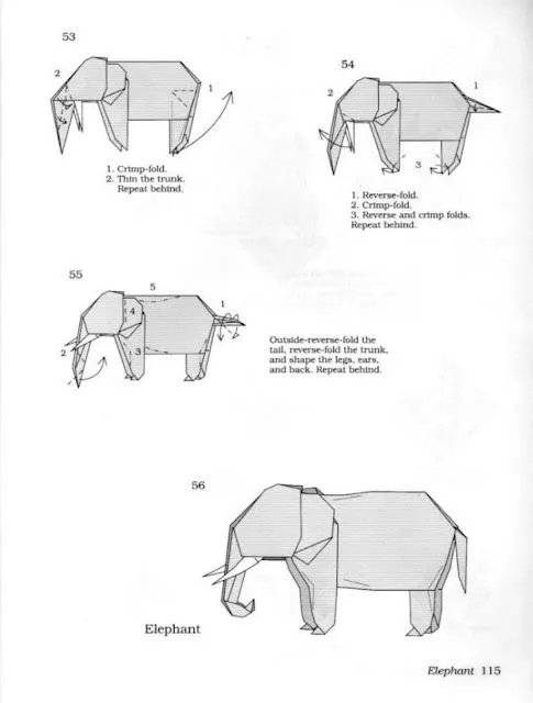 Origami elefante paso a paso - Imagui