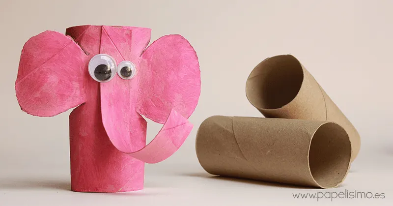 Elefante con rollos de papel higiénico “Me gusta reciclar ...