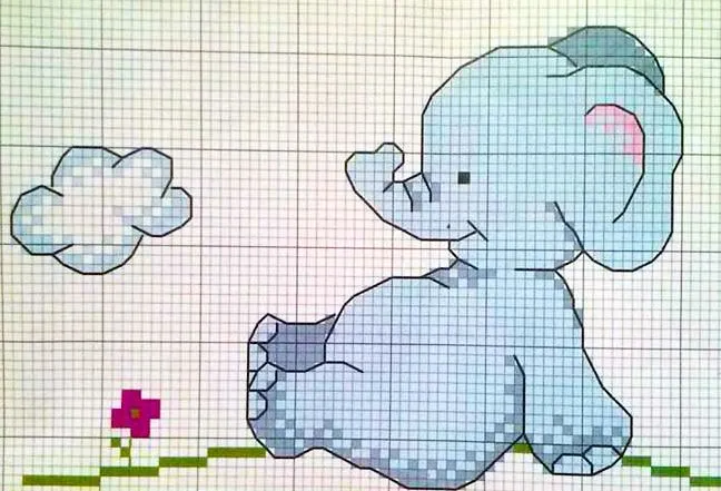 elefante tra le nuvole - punto croce - cross Stitch - Kreuzstich ...